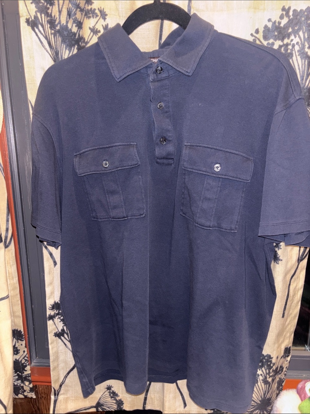 Michael Kors Men's Navy Short-Sleeve Polo with Chest Pockets